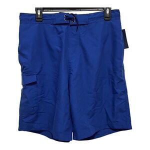 Club Room Small Mens Quick Dry Swim Trunks With Mesh Lining & Cargo Pockets Blue